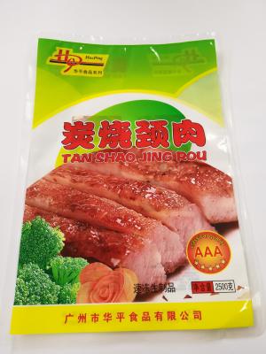 China Grill Pork 70microns 3 Side Seal Flat Pouch Convenient 2.5KG Capacity for sale