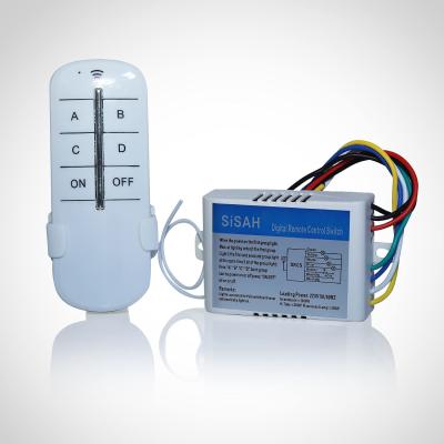 China 220V 60hz Electronic RF Switch PC ABS 4 Way On Off Digital RF Remote Control Wireless Switch for sale