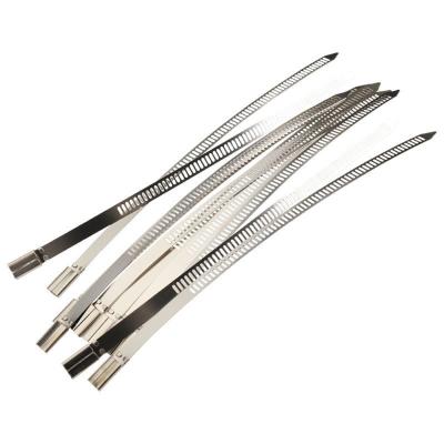 China 7mm x 200mm Stainless Steel Self-locking Ladder Shape Cable Wire Zip Ties for sale