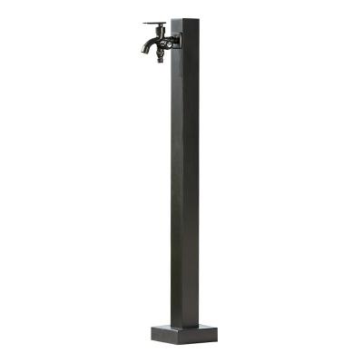 China Black Garden Yard Bibcock Water Taps Stainless Steel Standpipe Sqaure Watering Post 93cm Height for sale