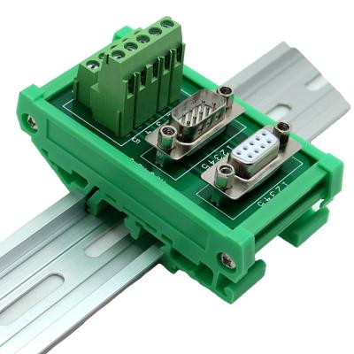 China DB9 D Sub 9 Pin Male Female Dual Connectors Terminal Block Wiring Breakout Board for sale