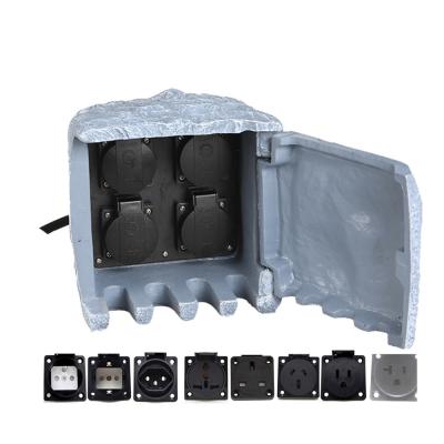 China Outdoor Garden Electrical Power Outlet Socket Box Resin Enclosure Waterproof Stone-looking for sale