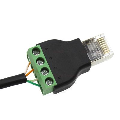 China RJ45 Network Male Plug 8P8C to RS485 4 Pin Screw Terminal Block Adapter for sale
