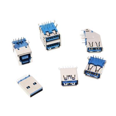 China Single or Dual Port USB 3.0 Type A Female Socket Jack PCB Board Connector For Laptop Notebook Computer for sale