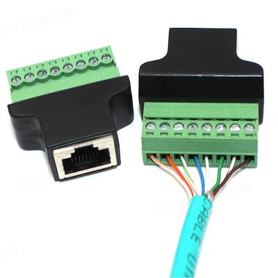 China RJ45 Female Jack 8P8C to 8 Pin Screw Terminal Block Adapter for CCTV Vedio Solution for sale