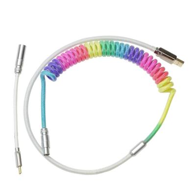 China Conector audio en espiral del cable mecánico del teclado que junta el tipo-c cable del USB del arco iris en venta