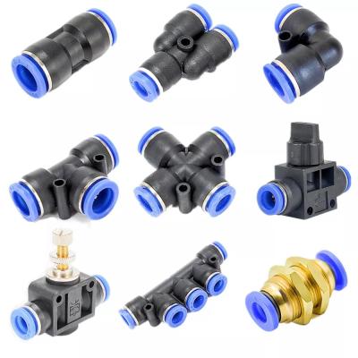 China Air Connector Tube Plastic Pneumatic Fittings Water Hose Couplers 4mm 6mm 8mm 10mm 12mm PU PY PK PE PV SA for sale