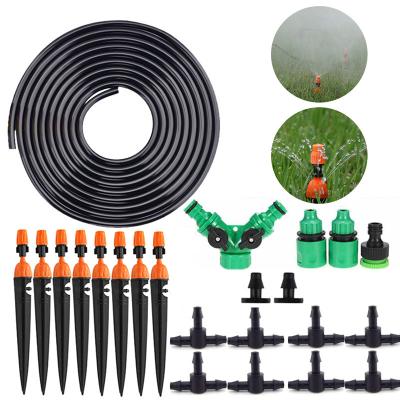 China Dual Usage Water Spray Drip Irrigation Kit Adjustable Nozzles Watering System Misting Cooling Set for sale