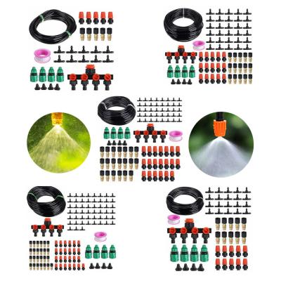China 10m 30m 50m Drip irrigation Kit Garden  Water Hose 4-Way Splitter Micro Sprinklers Misting Cooling Set for sale