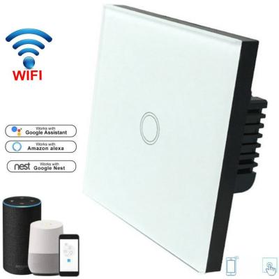 China Wireless WiFi Touch Switch interruptor wifi Wall Light Switch with Glass Panel eWelink App Smart Switch EU Standard for sale