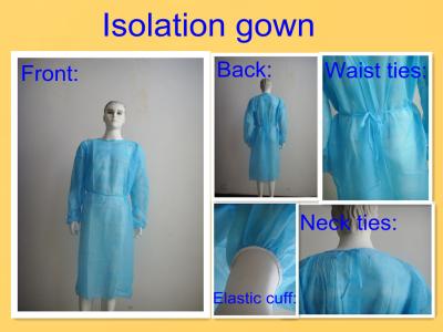 Chine Robes en plastique jetables patientes de cou rond, robes médicales d'isolement à vendre
