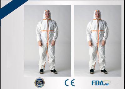 China Lightweight Disposable Hooded Coveralls , Fluid Resistant Disposable Protective Gowns for sale