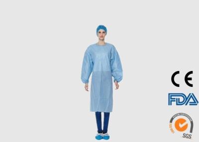 China 40G SMS Disposable Protective Wear , Blood Proof Blue Surgical Gown for sale