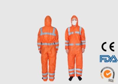 China Reflective Tape Disposable PPE Coveralls For Construction / Road Service Workers for sale