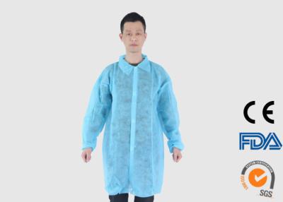 China Breathable Disposable Visitor Coats With Front Snap Button Closure for sale