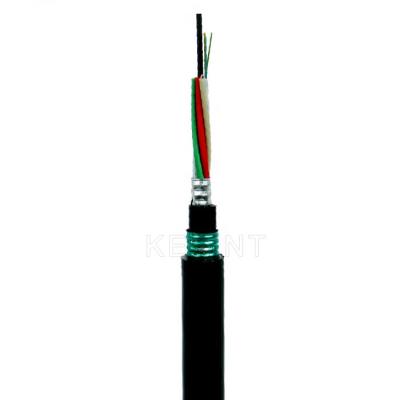 China Acorazado al aire libre de Multitube de las fibras del negro de los corazones KEXINT FTTH G.652D del cable óptico GYTA53 2-144 de la fibra trenzado en venta