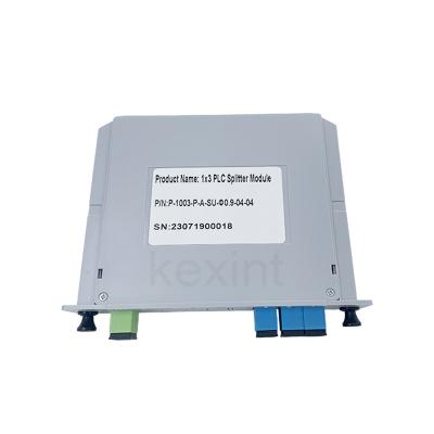 China 1x3 SC UPC LGX Single Mode Optical PLC Splitter Low Insertion Loss Small Size Card Type for sale