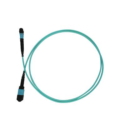 China OM3 24 MTP MPO Fiber Optical Patch Cord Type B SENKO Water Blue for sale