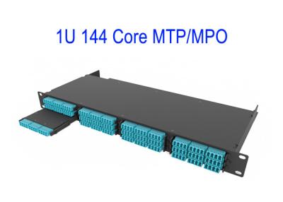 China la fibra MTP óptico MPO de la base 1U 144 remienda las cajas 0.3dB de pequeñas pérdidas magenta de la base del cordón OM4 12 en venta