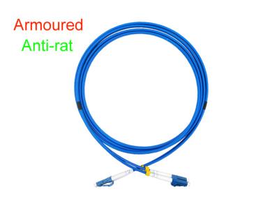 China Conector interior óptico del cordón de remiendo de la fibra acorazada del duplex 3,0 SOS DX LC/UPC en venta