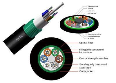 China GYTS 72B1.3 Outdoor Fiber Optic Armoured Cable G652D 36B1.3 G652D Overhead / Pipeline PE for sale