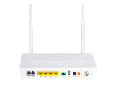 China Pila dual IPv4 e IPv6 de la ayuda del gigabit GEPON ONU 1 USB 4GE 2POTS WIFI CATV de Ethernet 4 en venta