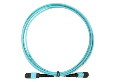 China OM4 OM3 24 MTP MPO Fiber Optical Patch Cord 5M LSZH USCONEC Water Blue Color for sale