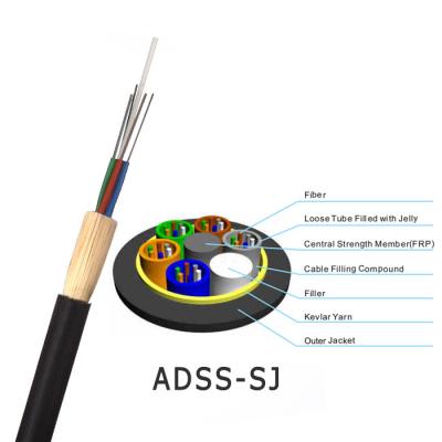 China ADSS Double Sheath Fiber Optical Cable 24 48 96 Core FTTH Cable for sale