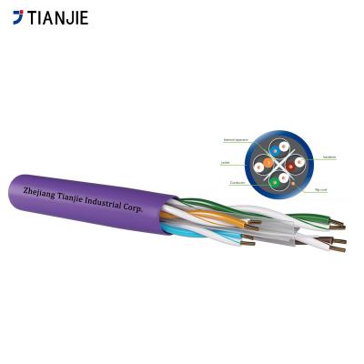 China Cat6 F-UTP 23AWG 4 Pairs Solid Bare Copper Multi Core Twisted Communication Cable 305m for sale