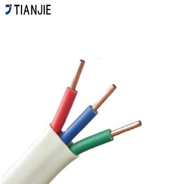 Quality BVVB 3Core Flat twin sheath Solid Copper Conductor house wiring electric cables and wires 300/500V 450/750V for sale