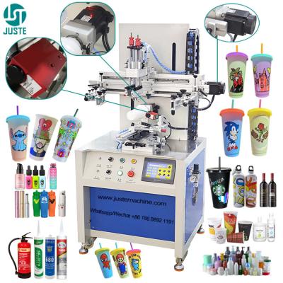 China Impresora de pantalla de cilindros cónicos máquina de impresión de pantalla de seda automática giratoria para botellas pequeñas tazas de miel de plástico frascos en venta
