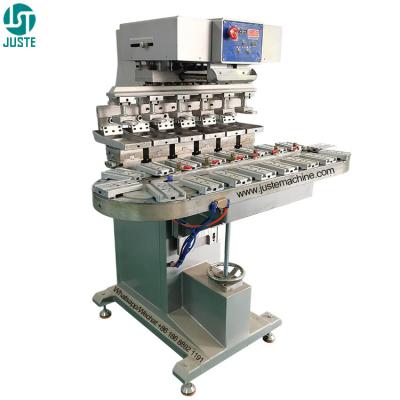 China Vertical Pad Printer Conveyor 6 Color Round Work Table Pad Printing Machine For Tag Less Label Pen Clothes Pencil Shades à venda