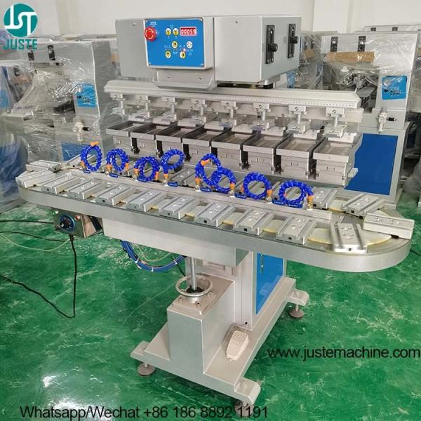 Quality 8 Color Unload Conveyor Pad Printer Tampo Silicone Large Pad Printing Machine for sale
