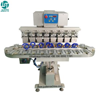 China Multi 8 Color Pad Printing Machine Silicone Hard Hat Conveyoruttle Vertical Tampo Pad Printer Witn Conveyor Carousel for sale
