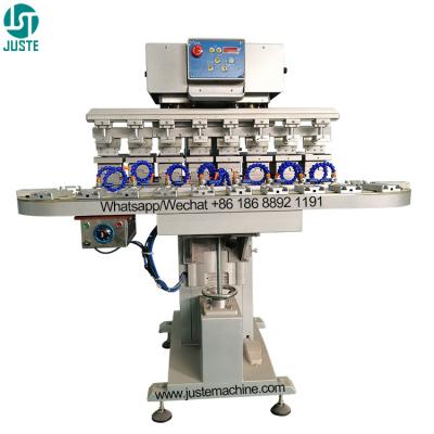 China Sealed Ink Cup Pad Printing Machine Conveyor 8 Color Tampografia Maquina Blade Pad Printer For Silicon Rubber Bumper for sale