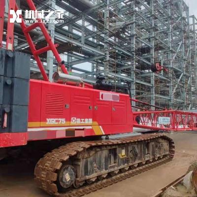 China Grúas sobre orugas usadas de 75 toneladas XCMG XGC75 Segunda mano Grúa sobre orugas MOY 2017 en venta
