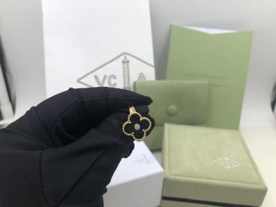 Китай Van Cleef и кольцо Альгамбра года сбора винограда Arpels, желтое золото, оникс, круглый диамант; диамант качественное DEF, ЕСЛИ к ПРОТИВ. продается