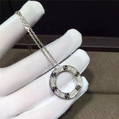 China 18K White Gold  Love Necklace , Real Diamond Paved 18k White Gold Necklace for sale