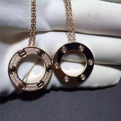 China Bedekt het Gele Goud van de liefdehalsband 18K, Diamond Necklace B7058400 Te koop