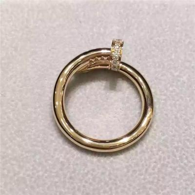 China 18K Yellow Gold Nail Ring No Gemstone , Simple Gold Ring With Diamond for sale