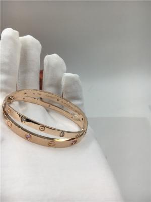 China Women'S Rose Gold Luxury Diamond Jewelry  Love Bracelet With Six Pink Sapphires for sale