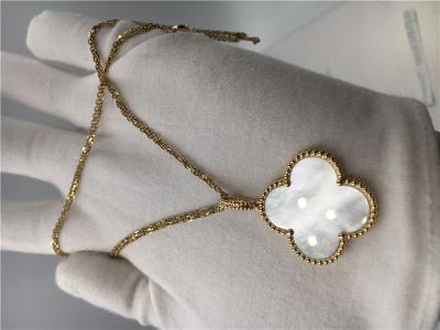 China Forma larga de la flor del collar de Alhambra del vintage del oro amarillo 18k sin el diamante en venta