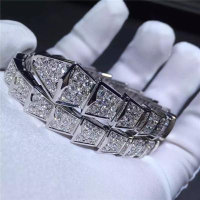 Chine Or blanc de luxe du bracelet 18K de bijoux de Serpenti de pleins diamants de Pavé à vendre