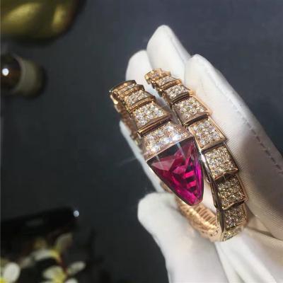 China Luxury Jewelry Serpenti Bracelet BR856126 With Rubellite Head , Diamond Bangle Bracelet 18K for sale