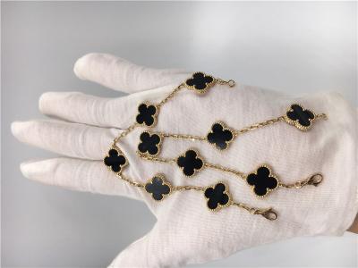 China Women'S Vintage Alhambra 18K Gold Jewelry Handmade With Onyx No Diamond for sale