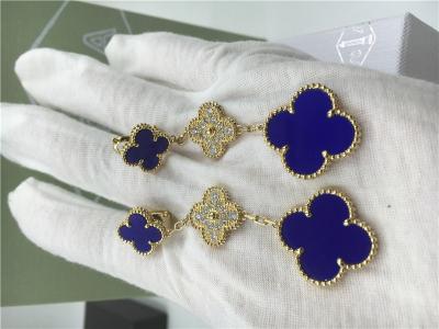 Chine Boucles d'oreille de VCARO9II00 Van Cleef Vintage Alhambra avec de la malachite/diamant à vendre