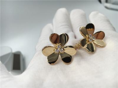 Chine Boucles d'oreille de Van Cleef Frivole, boucles d'oreille d'Alhambra de cru de l'or 18k jaune à vendre