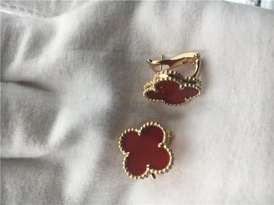 China Van Cleef Arpels Vintage Alhambra earrings 18k yellow gold with carnelian for sale