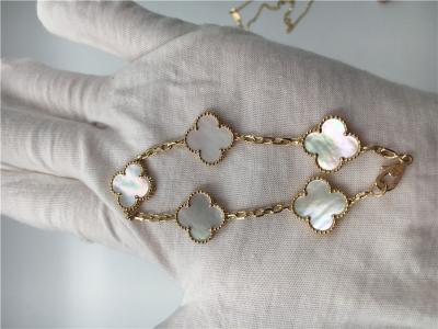 China Bracelete elegante de Alhambra do vintage da joia do ouro 18K com madrepérola branca à venda