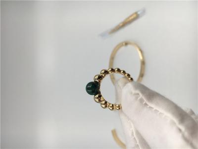 China 18k Yellow Gold Simple Engagement Rings Malachite Handmade No Diamond for sale
